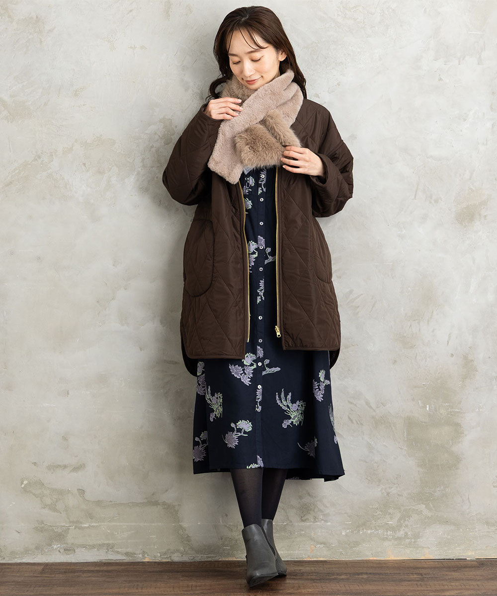 ファー×キルティングリバーシブルコート