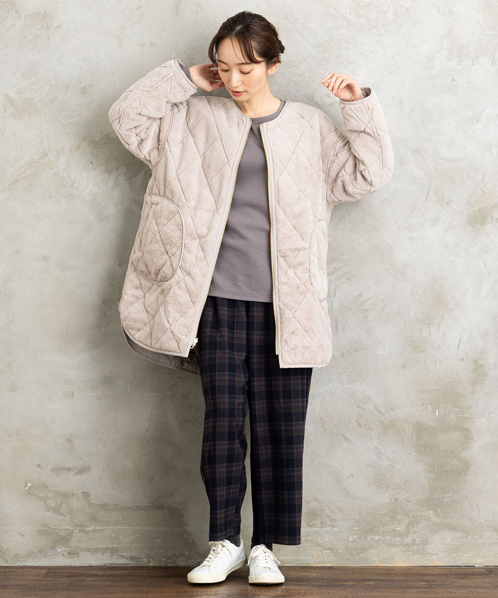 ファー×キルティングリバーシブルコート