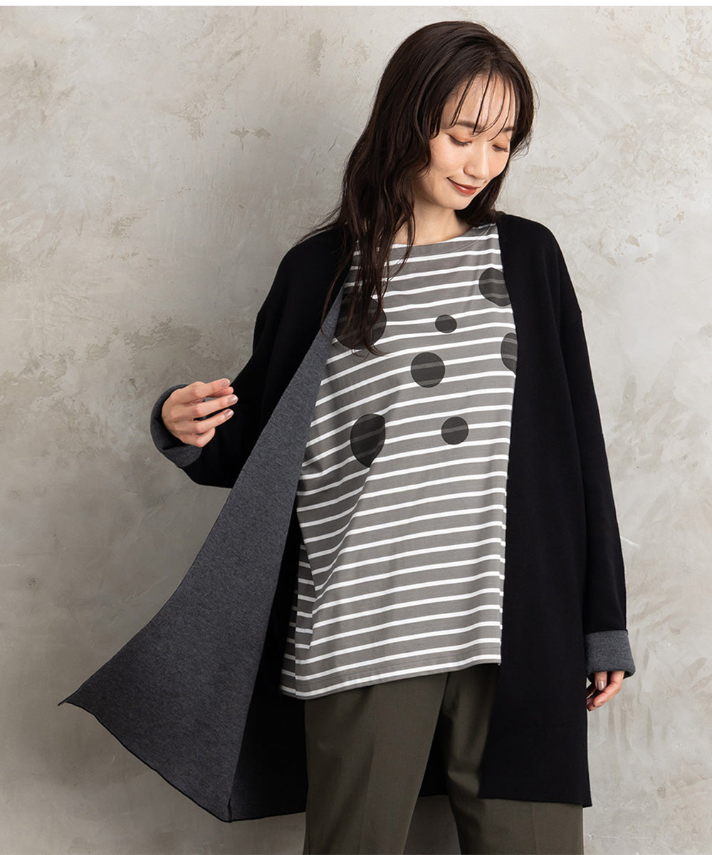 FONTLAB Wフェイス配色コーディガン