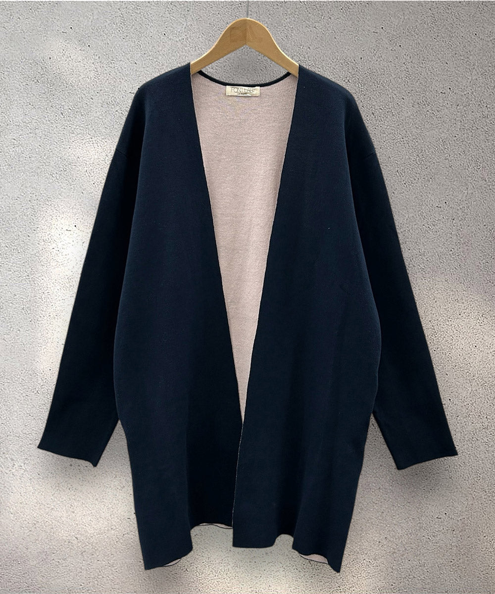 FONTLAB Wフェイス配色コーディガン