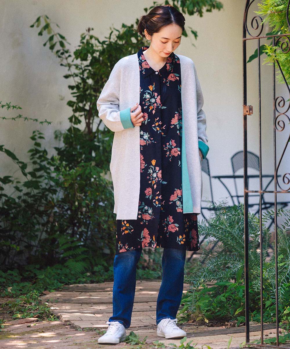 FONTLAB Wフェイス配色コーディガン