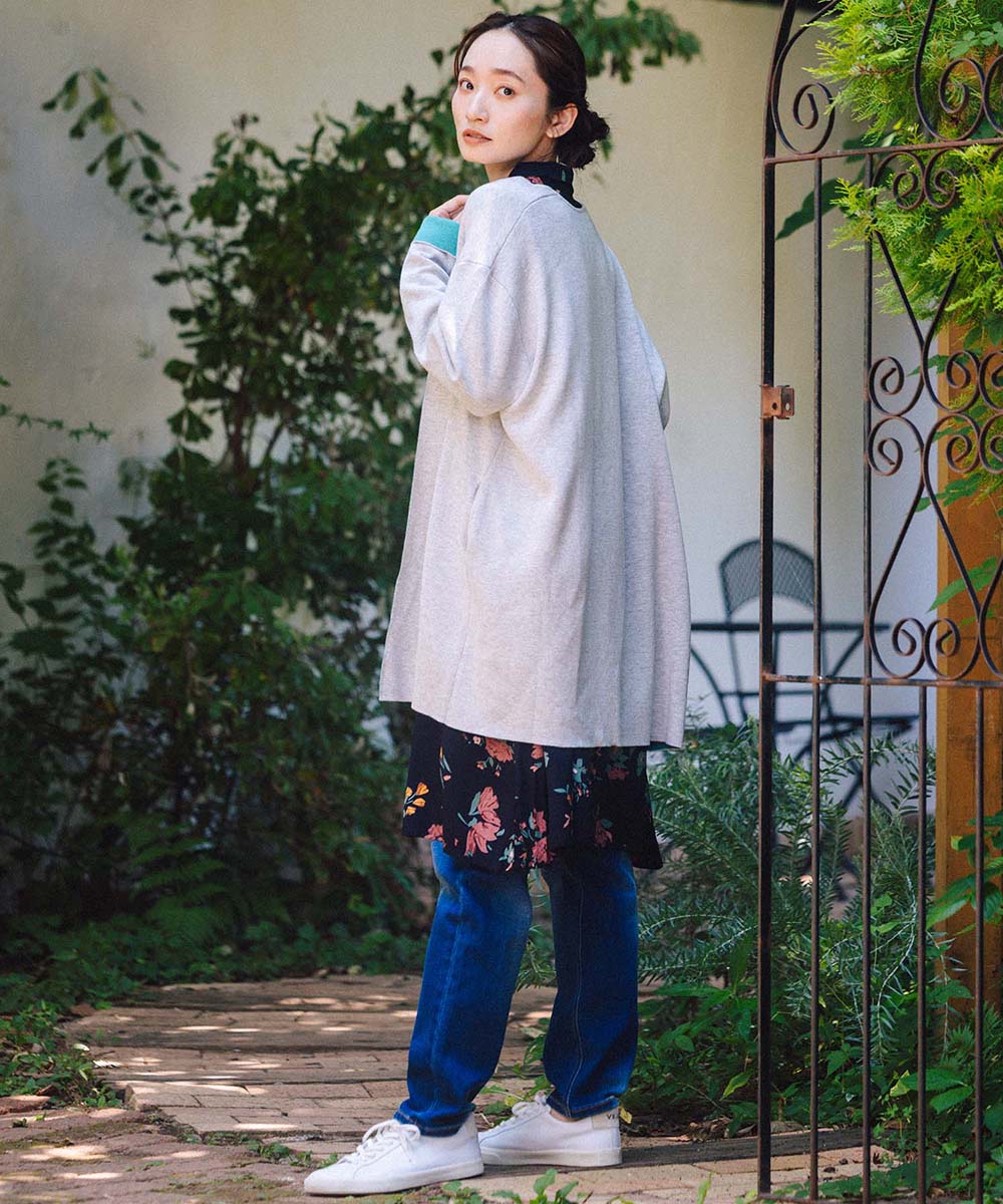 FONTLAB Wフェイス配色コーディガン