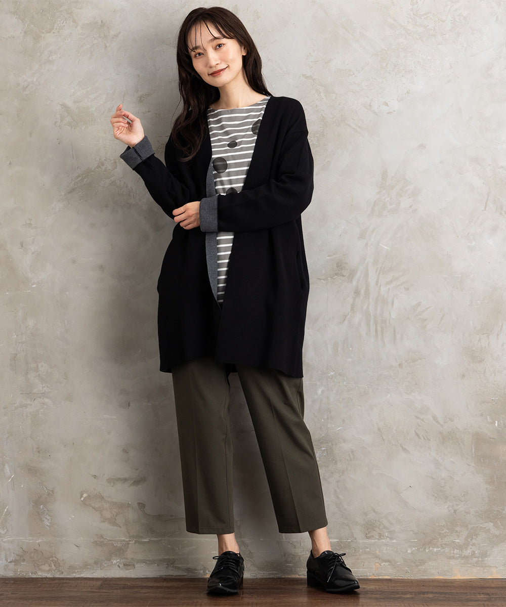 FONTLAB Wフェイス配色コーディガン