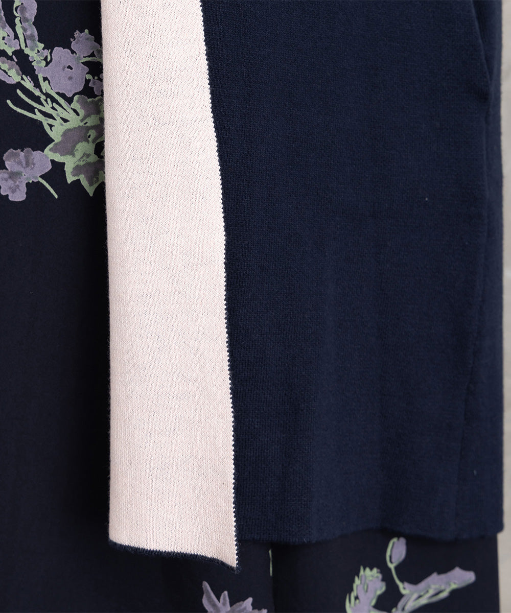 FONTLAB Wフェイス配色コーディガン