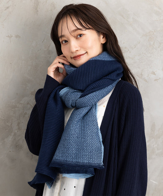 カラーブロッキングプリーツストール