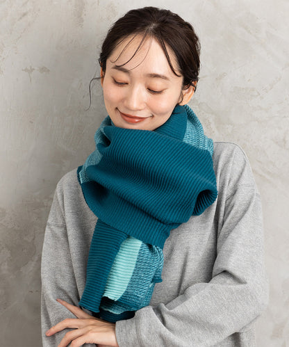 カラーブロッキングプリーツストール