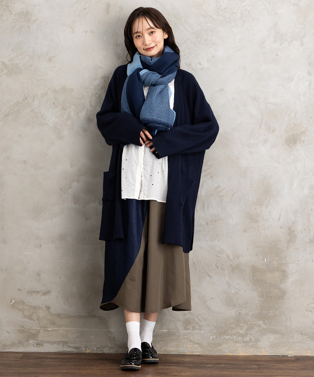 カラーブロッキングプリーツストール