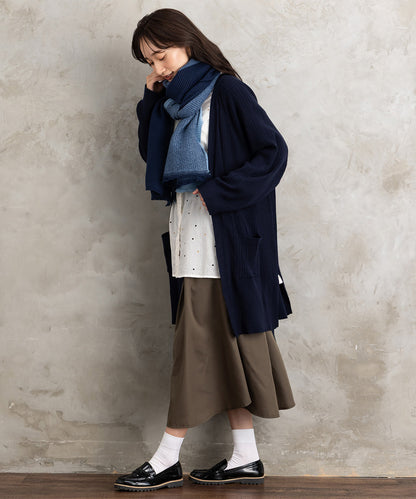 カラーブロッキングプリーツストール