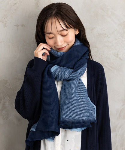 カラーブロッキングプリーツストール