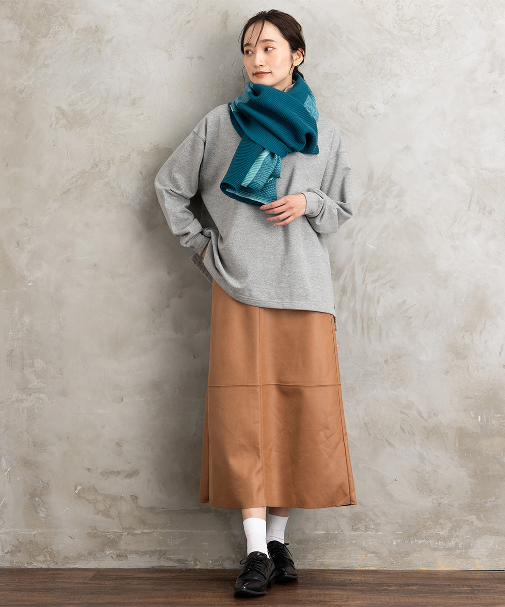 カラーブロッキングプリーツストール