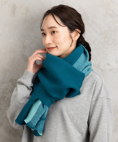 カラーブロッキングプリーツストール