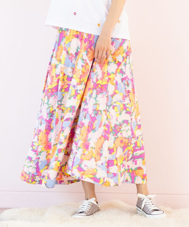 【先行予約】【大きいサイズ】 9号・15号(M・3L) NUMPH カラフルパレットプリントスカート - 大きいサイズ レディース ファッション ブランド 通販