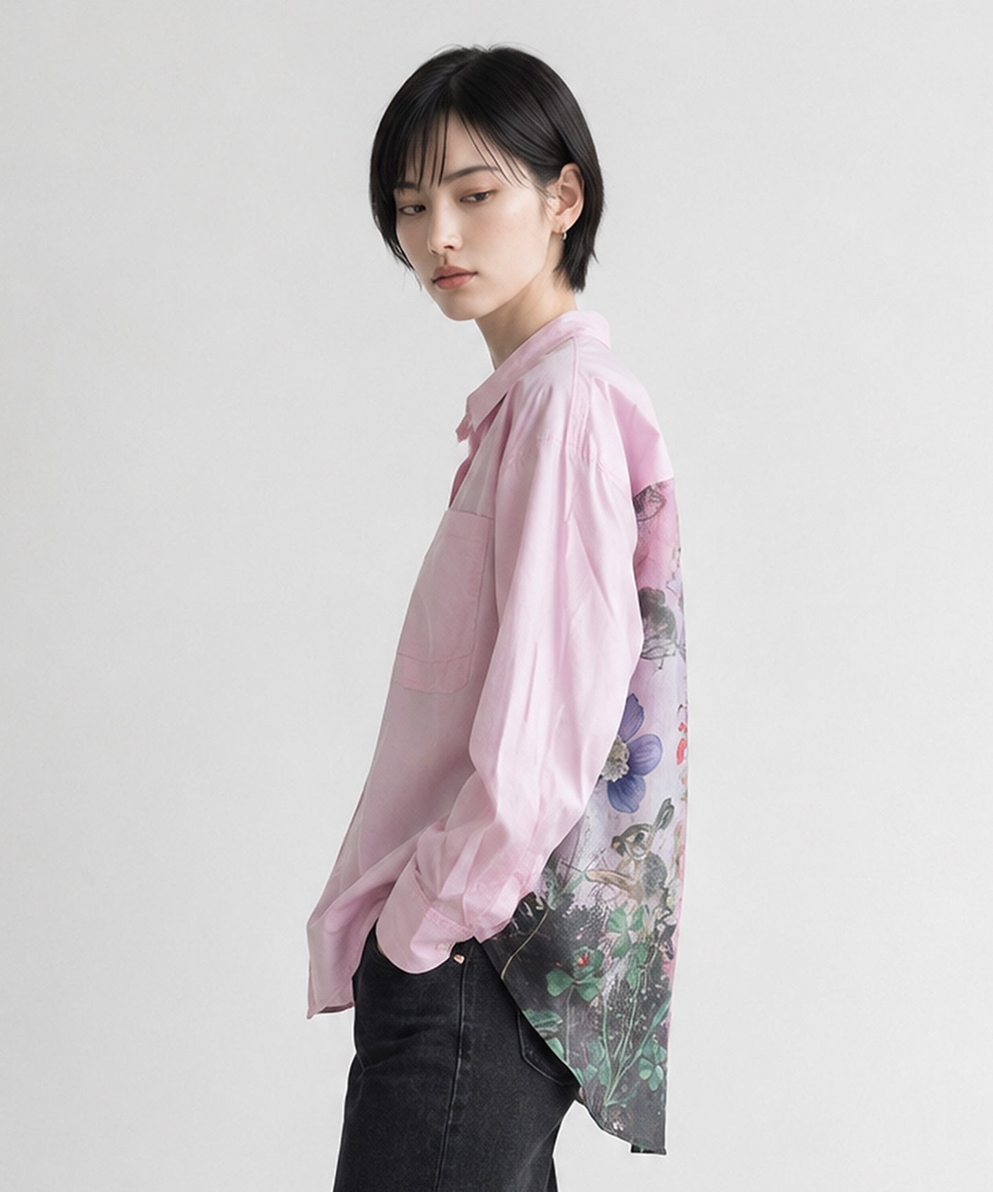 【NUMPH】バックボタニカルフォレストコンビシャツ