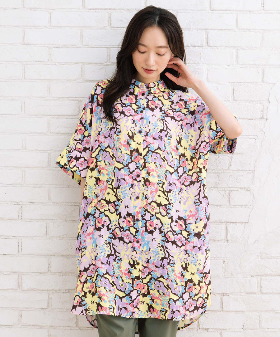 大きいサイズ レディース 花柄 シャツ ワンピース|sabstreet my standard(サブストリートマイスタンダード)