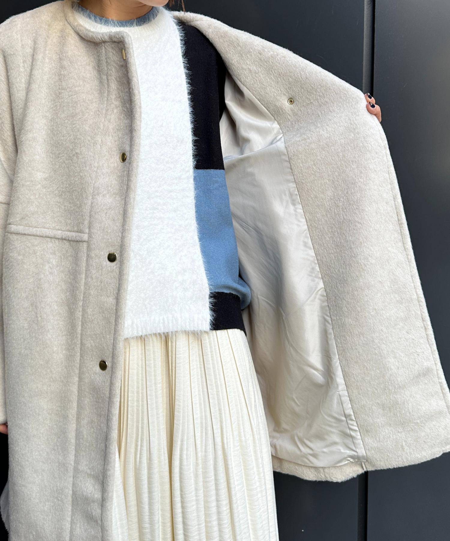 【SEADRAKE】【R】ニットシャギーウールミドルコート