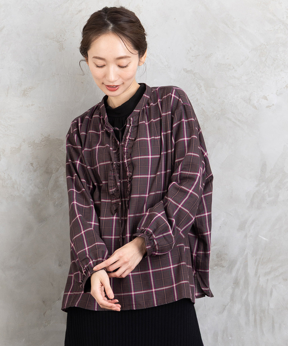 【sabstreet bis】【web限定】 アソートチェックフリルラインブラウス【先行予約】