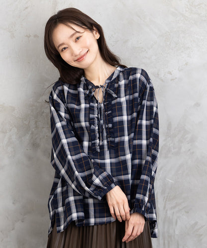 【sabstreet bis】【web限定】 アソートチェックフリルラインブラウス【先行予約】