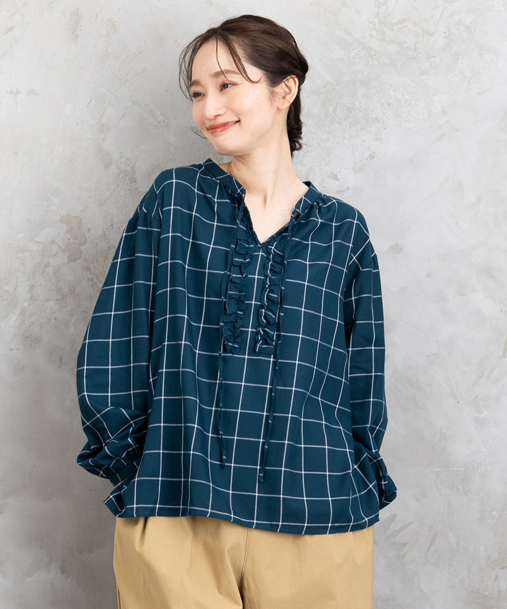 【sabstreet bis】【web限定】 アソートチェックフリルラインブラウス【先行予約】