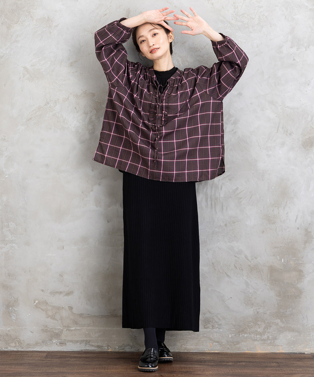 【sabstreet bis】【web限定】 アソートチェックフリルラインブラウス【先行予約】