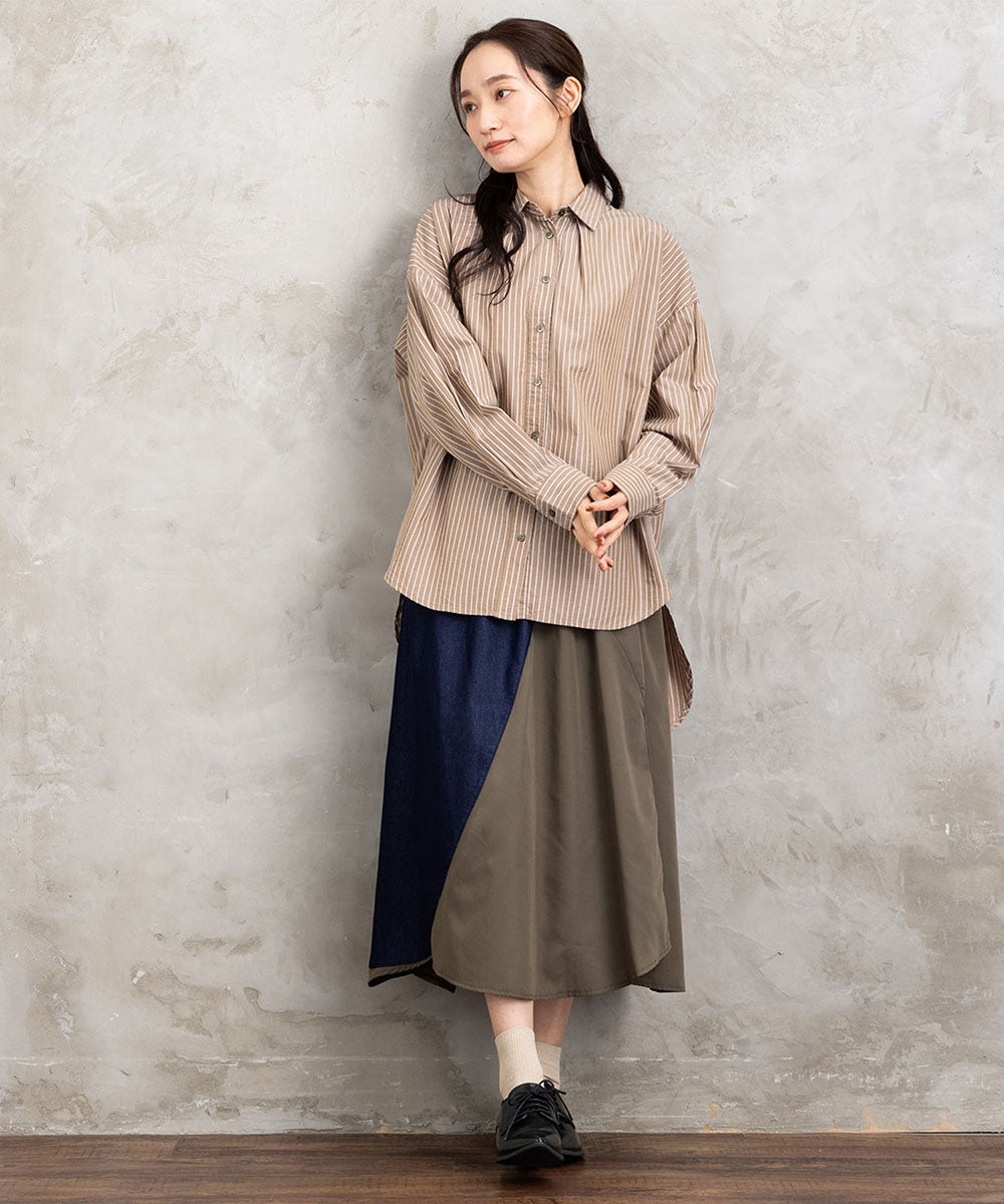 【sabstreet bis】【web限定】15号(3L) ドビーストライプシャツ