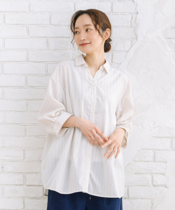【sabstreet bis】【web限定】 【接触冷感】6分丈キーネックシャツ