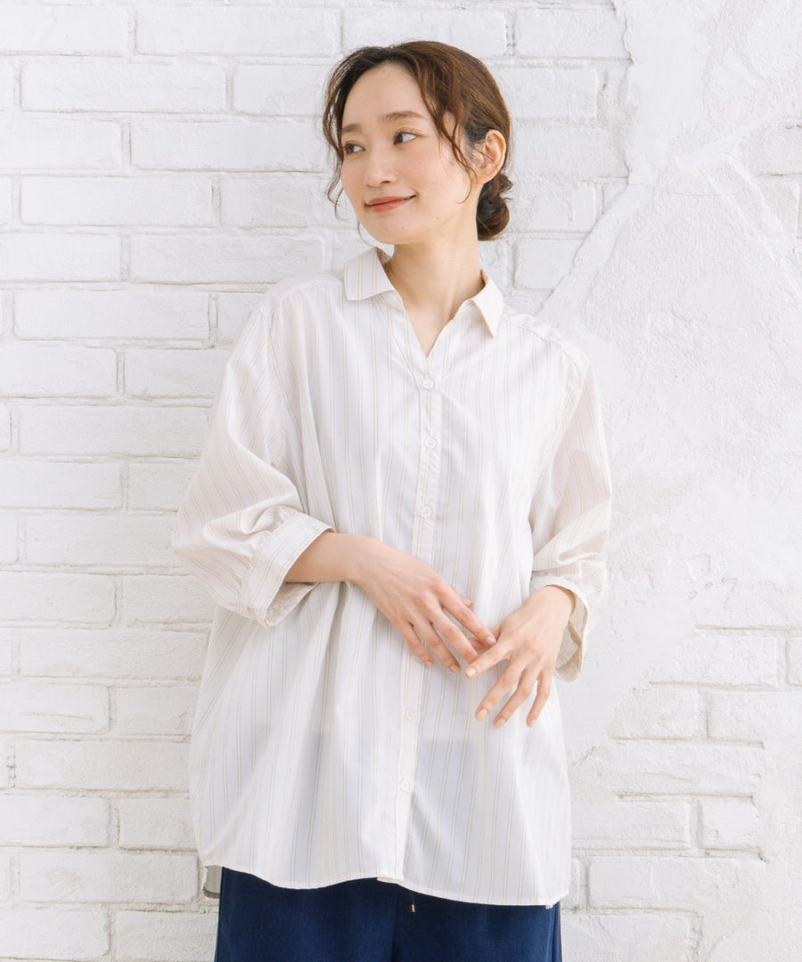 【sabstreet bis】【web限定】 【接触冷感】6分丈キーネックシャツ