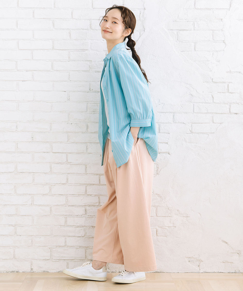 【sabstreet bis】【web限定】 【接触冷感】6分丈キーネックシャツ