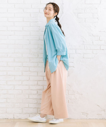【sabstreet bis】【web限定】 【接触冷感】6分丈キーネックシャツ