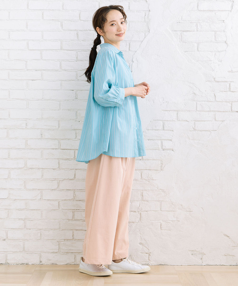 【sabstreet bis】【web限定】 【接触冷感】6分丈キーネックシャツ