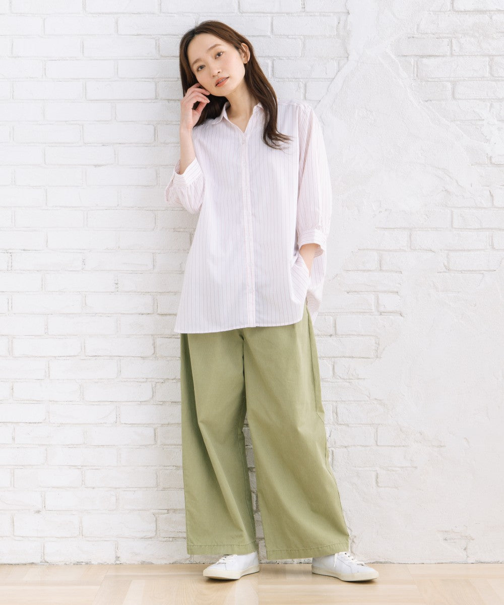 【sabstreet bis】【web限定】 【接触冷感】6分丈キーネックシャツ