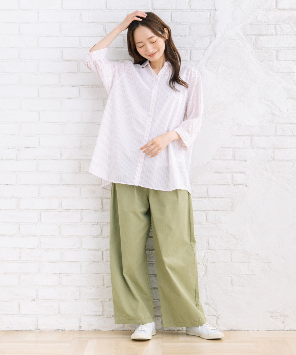 【sabstreet bis】【web限定】 【接触冷感】6分丈キーネックシャツ