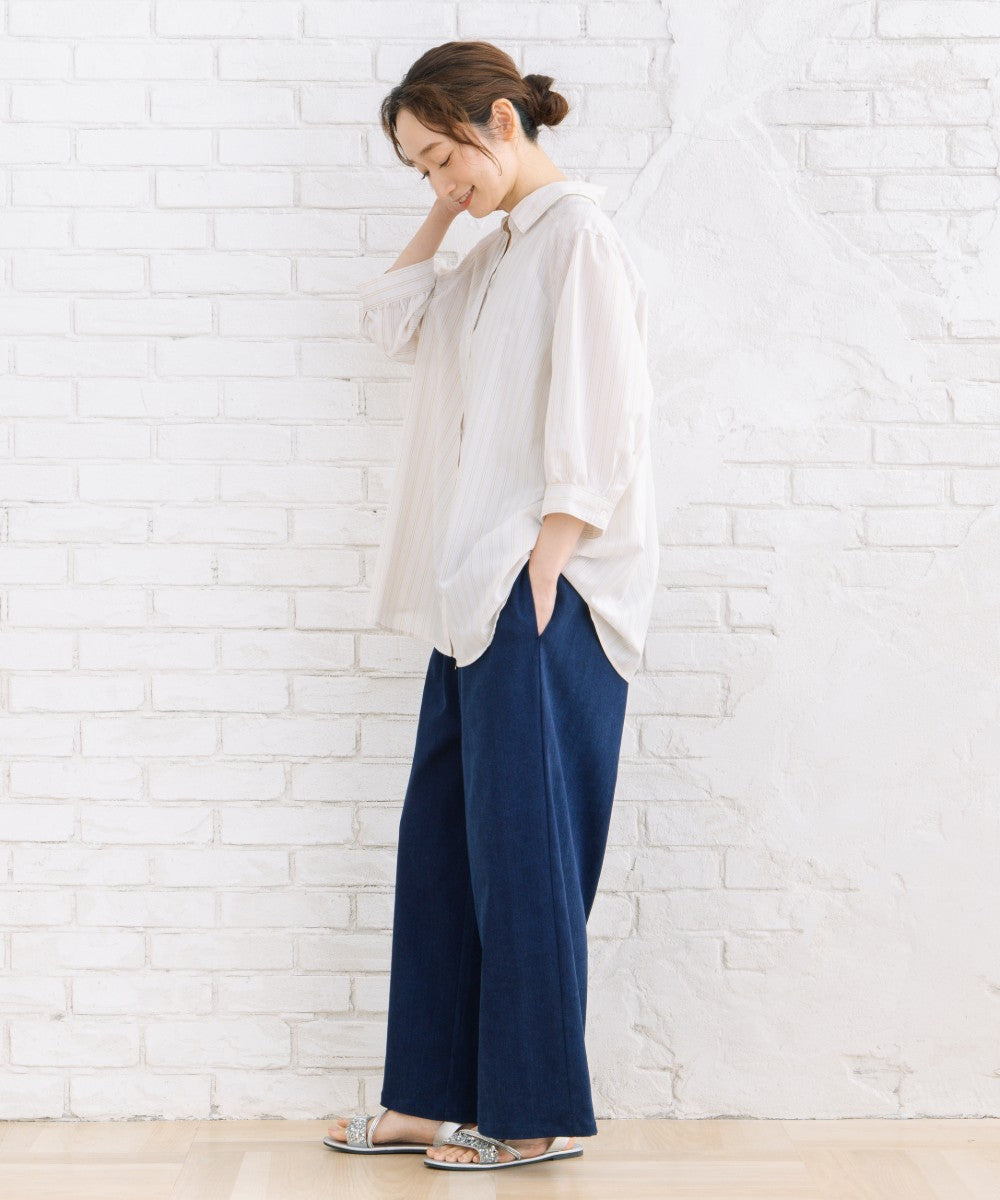 【sabstreet bis】【web限定】 【接触冷感】6分丈キーネックシャツ