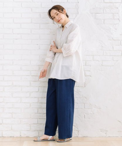 【sabstreet bis】【web限定】 【接触冷感】6分丈キーネックシャツ