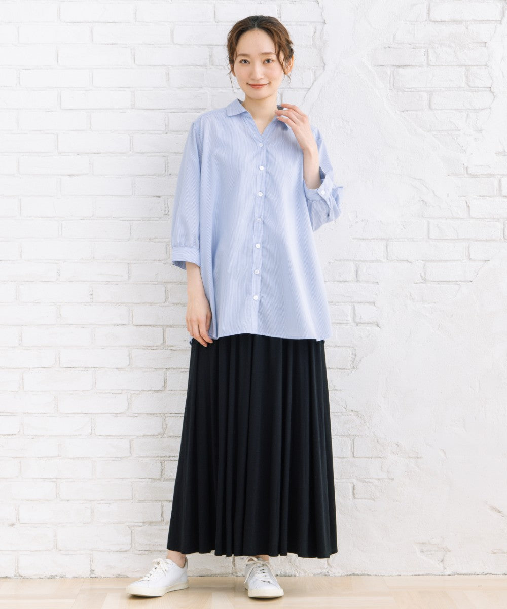 【sabstreet bis】【web限定】 【接触冷感】6分丈キーネックシャツ