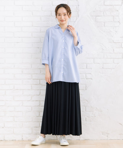 【sabstreet bis】【web限定】 【接触冷感】6分丈キーネックシャツ
