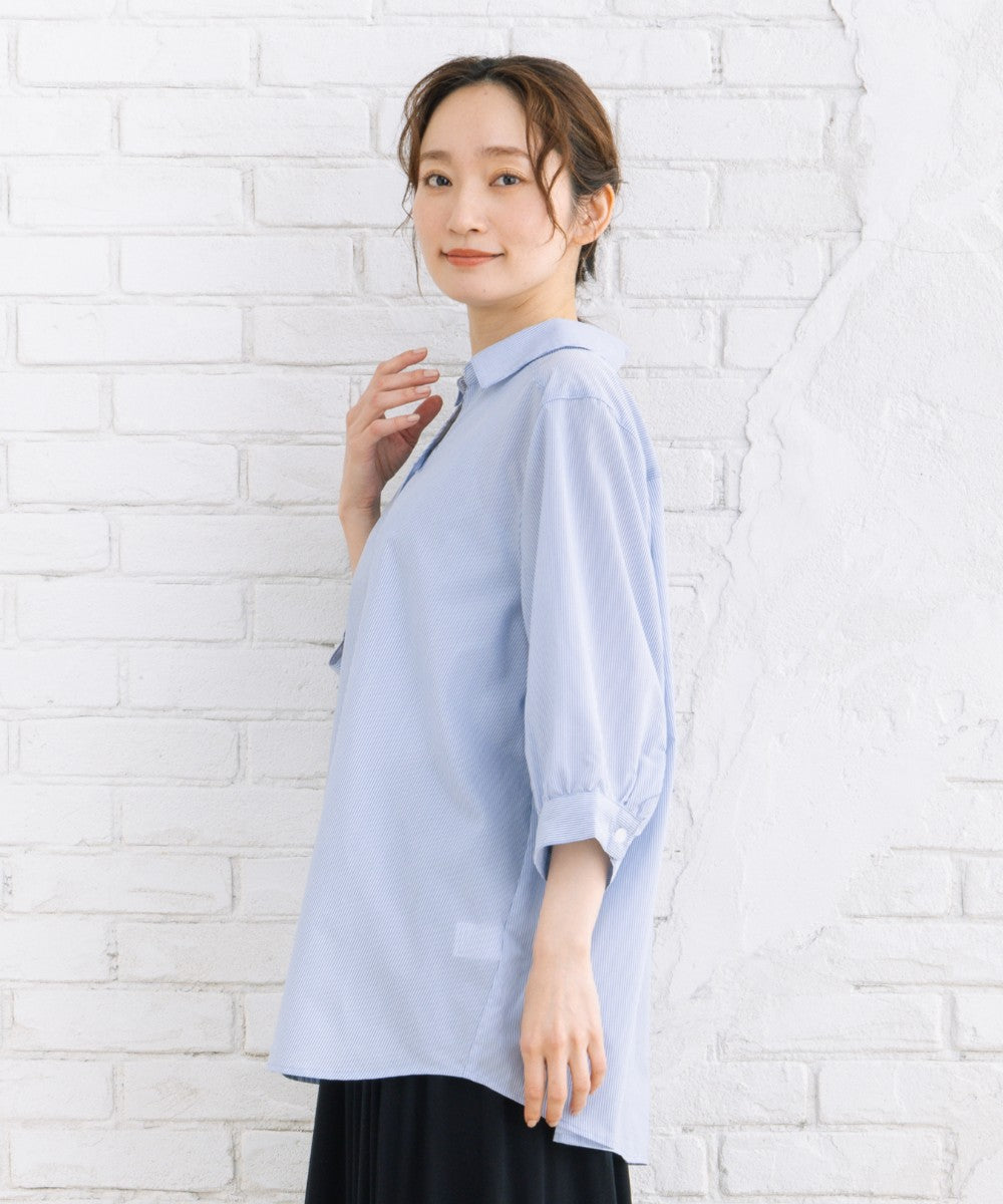 【sabstreet bis】【web限定】 【接触冷感】6分丈キーネックシャツ