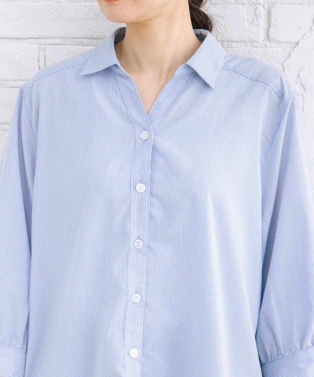 【sabstreet bis】【web限定】 【接触冷感】6分丈キーネックシャツ