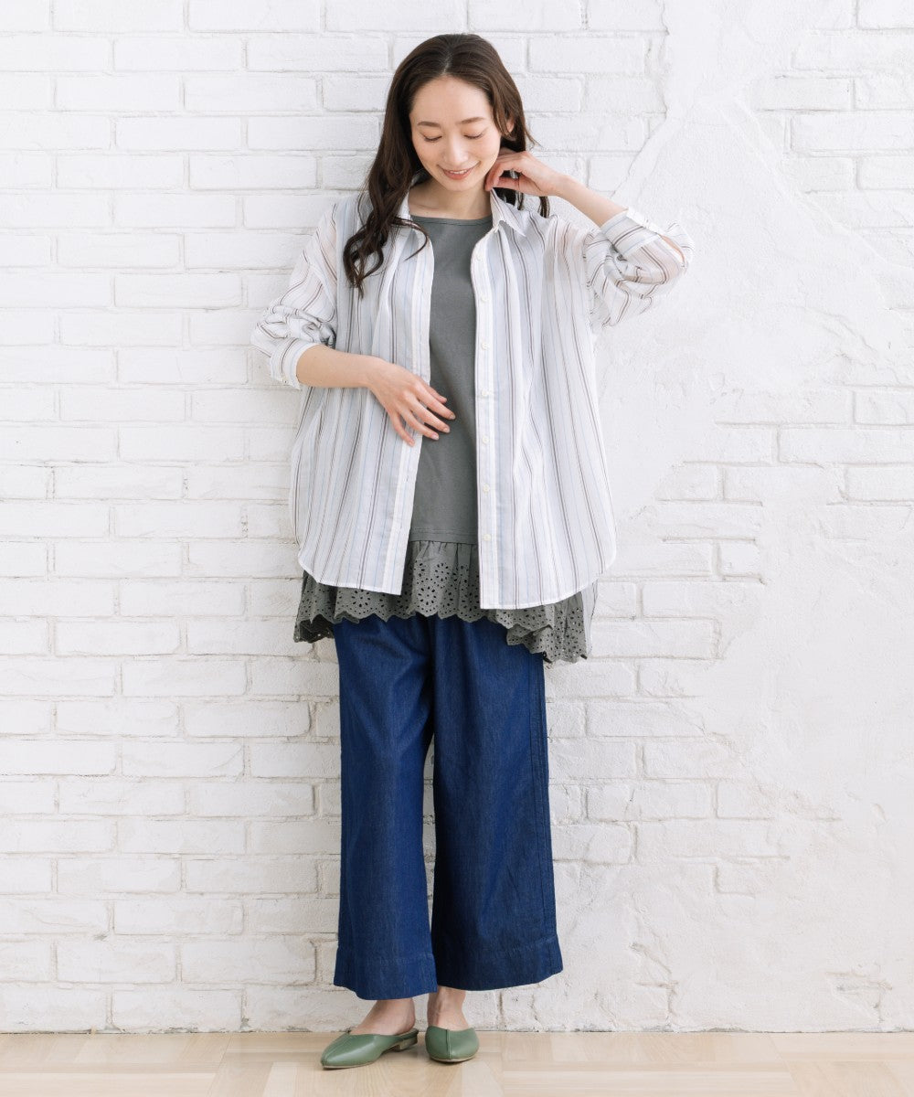 【sabstreet bis】【web限定】 シアーストライプシャツ