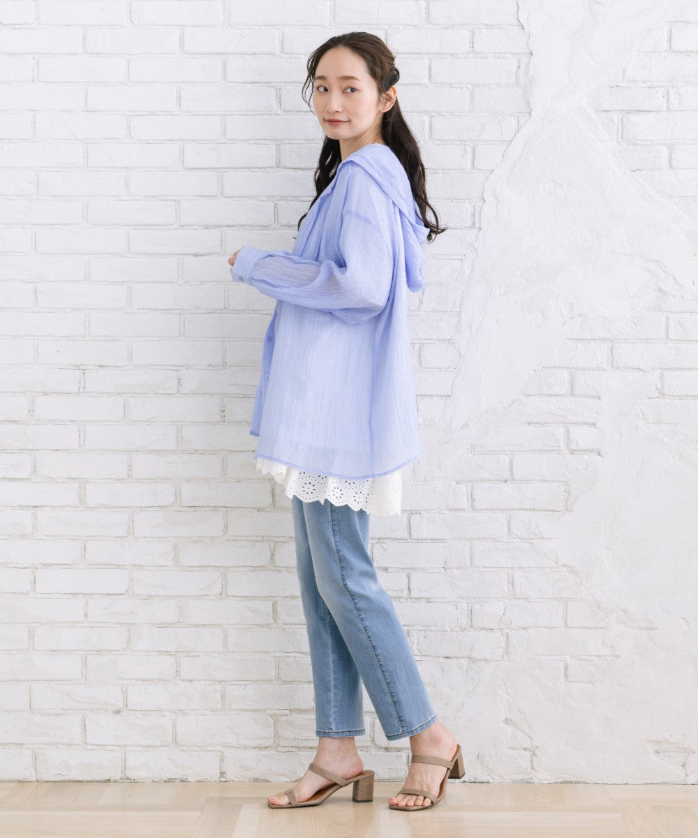【sabstreet bis】【web限定】 シアーフーディシャツ