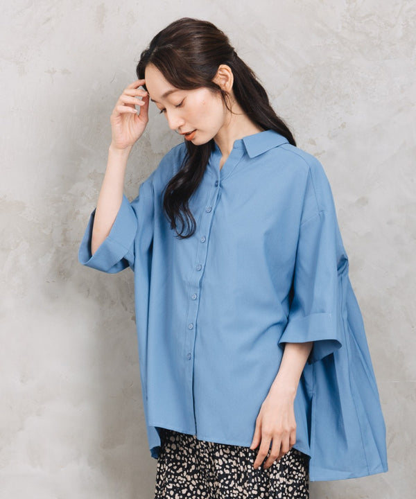 【sabstreet bis】【web限定】 【接触冷感・吸汗速乾】バックプリーツ6分袖ブラウス