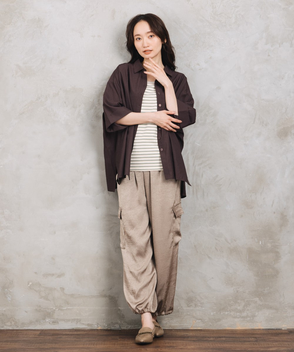 【sabstreet bis】【web限定】 【接触冷感・吸汗速乾】バックプリーツ6分袖ブラウス【先行予約】