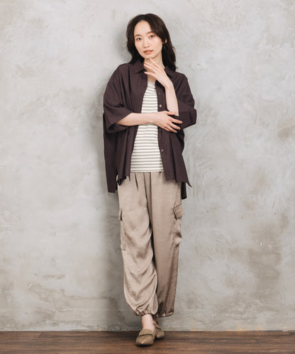 【sabstreet bis】【web限定】 【接触冷感・吸汗速乾】バックプリーツ6分袖ブラウス【先行予約】