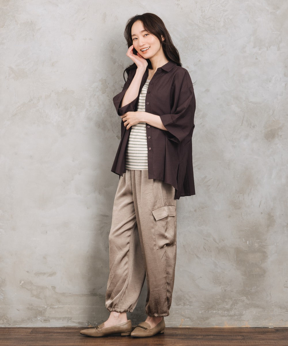 【sabstreet bis】【web限定】 【接触冷感・吸汗速乾】バックプリーツ6分袖ブラウス【先行予約】