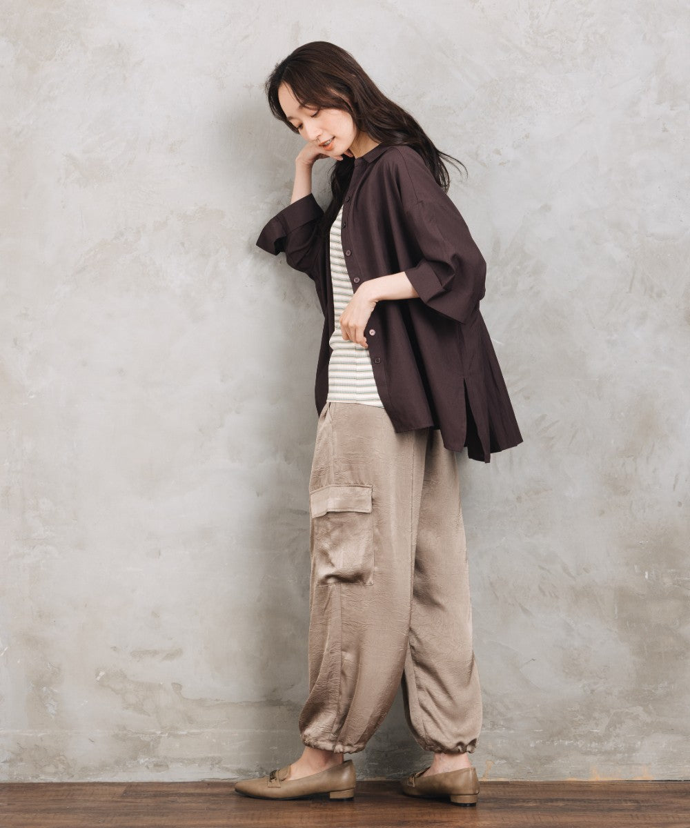 【sabstreet bis】【web限定】 【接触冷感・吸汗速乾】バックプリーツ6分袖ブラウス【先行予約】