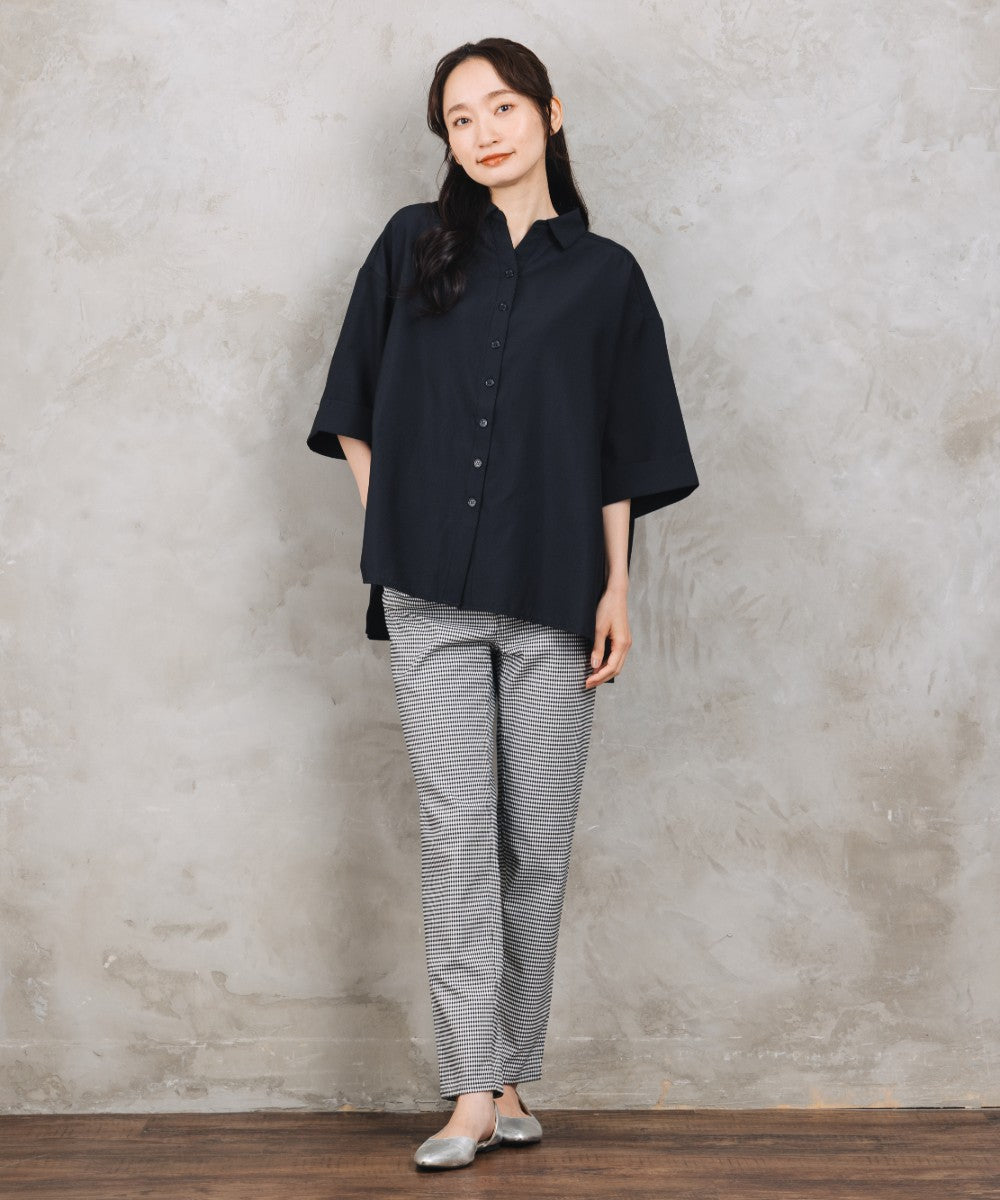 【sabstreet bis】【web限定】 【接触冷感・吸汗速乾】バックプリーツ6分袖ブラウス