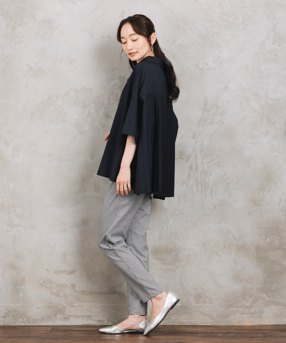【sabstreet bis】【web限定】 【接触冷感・吸汗速乾】バックプリーツ6分袖ブラウス