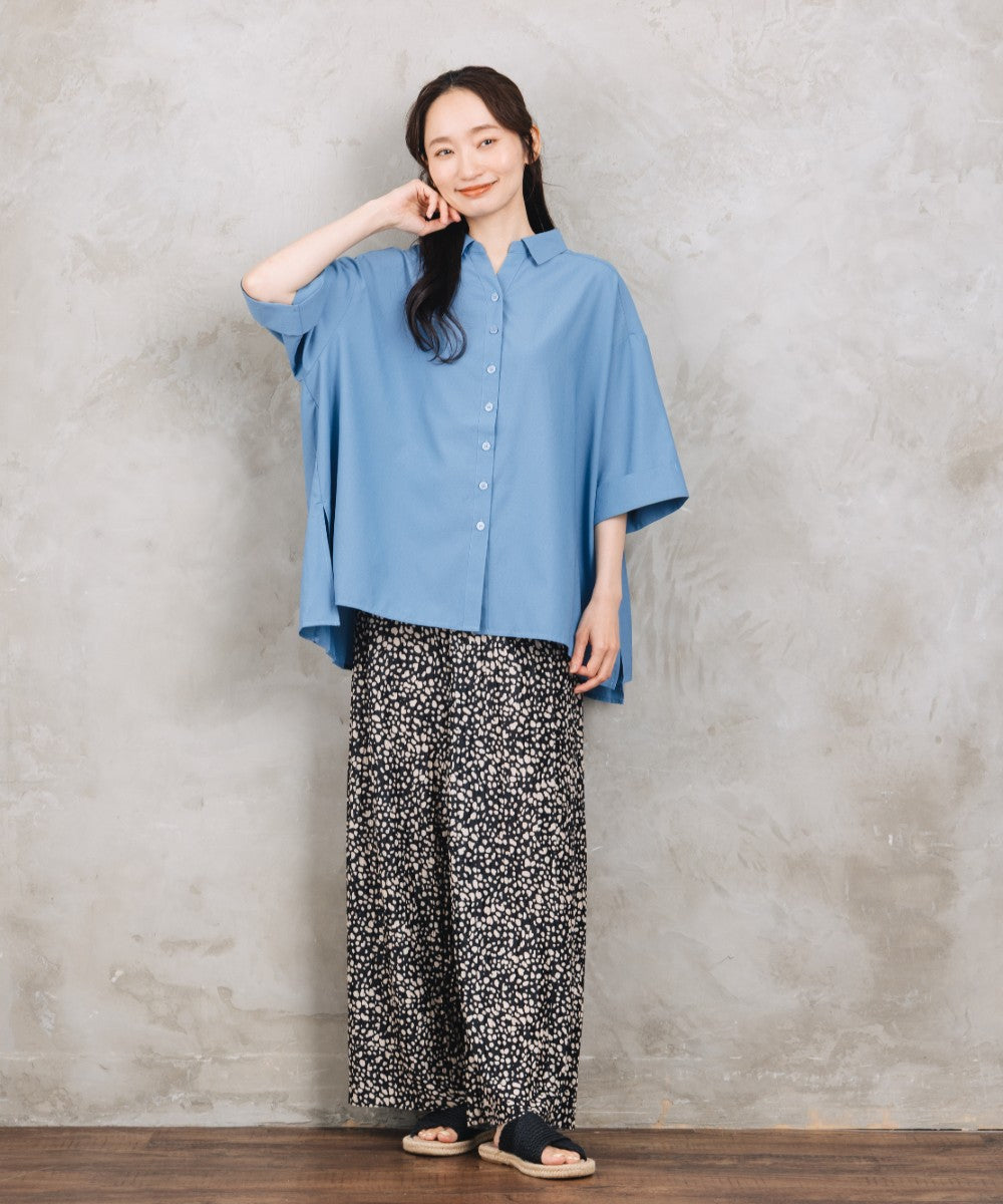 【sabstreet bis】【web限定】 【接触冷感・吸汗速乾】バックプリーツ6分袖ブラウス