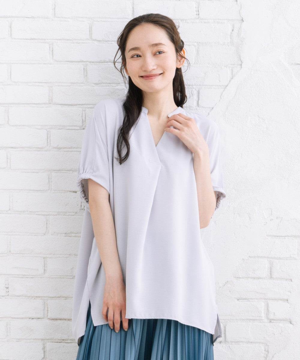 【sabstreet bis】【web限定】 【COOL・UV・防シワ】ライトジョーゼットスキッパーシャツ