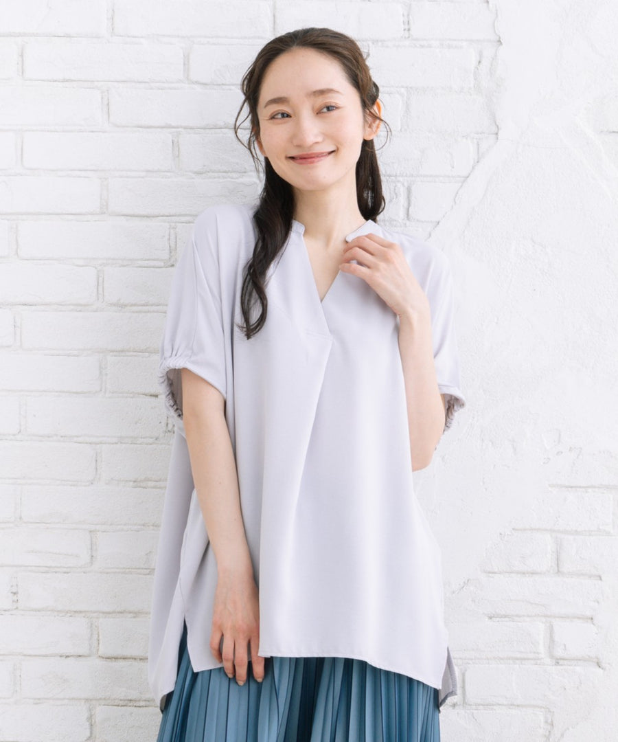 【sabstreet bis】【web限定】 【COOL・UV・防シワ】ライトジョーゼットスキッパーシャツ