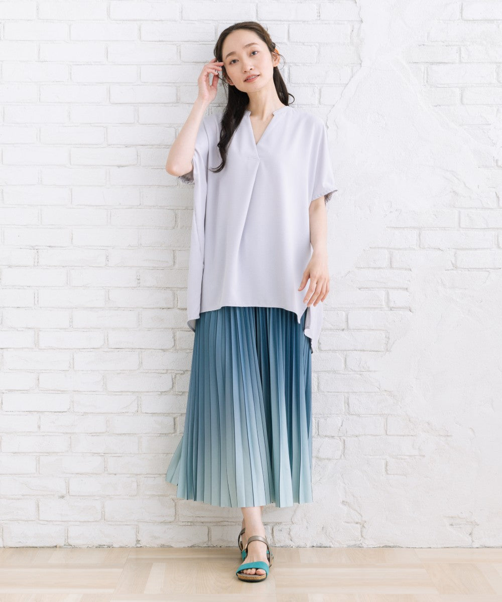 【sabstreet bis】【web限定】 【COOL・UV・防シワ】ライトジョーゼットスキッパーシャツ